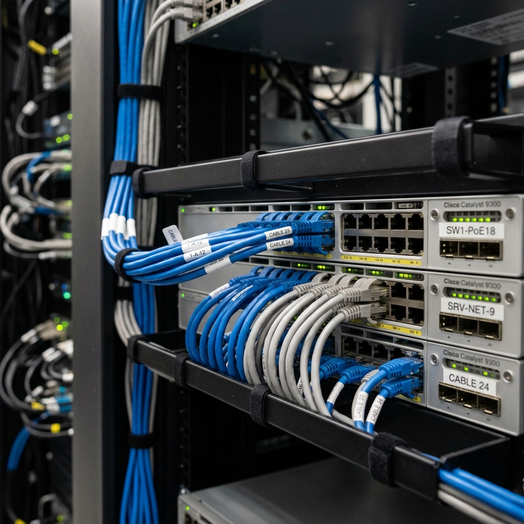 Strukturierte Netzwerkverkabelung und Serverschrank für B2B-Kunden in Ludwigsburg